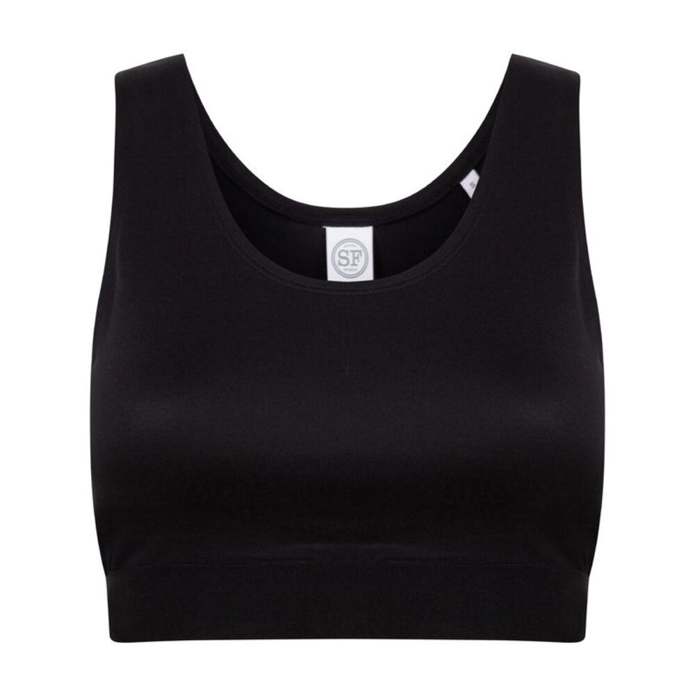 SF Womens/Ladies Fashion Crop Top / Black/Black